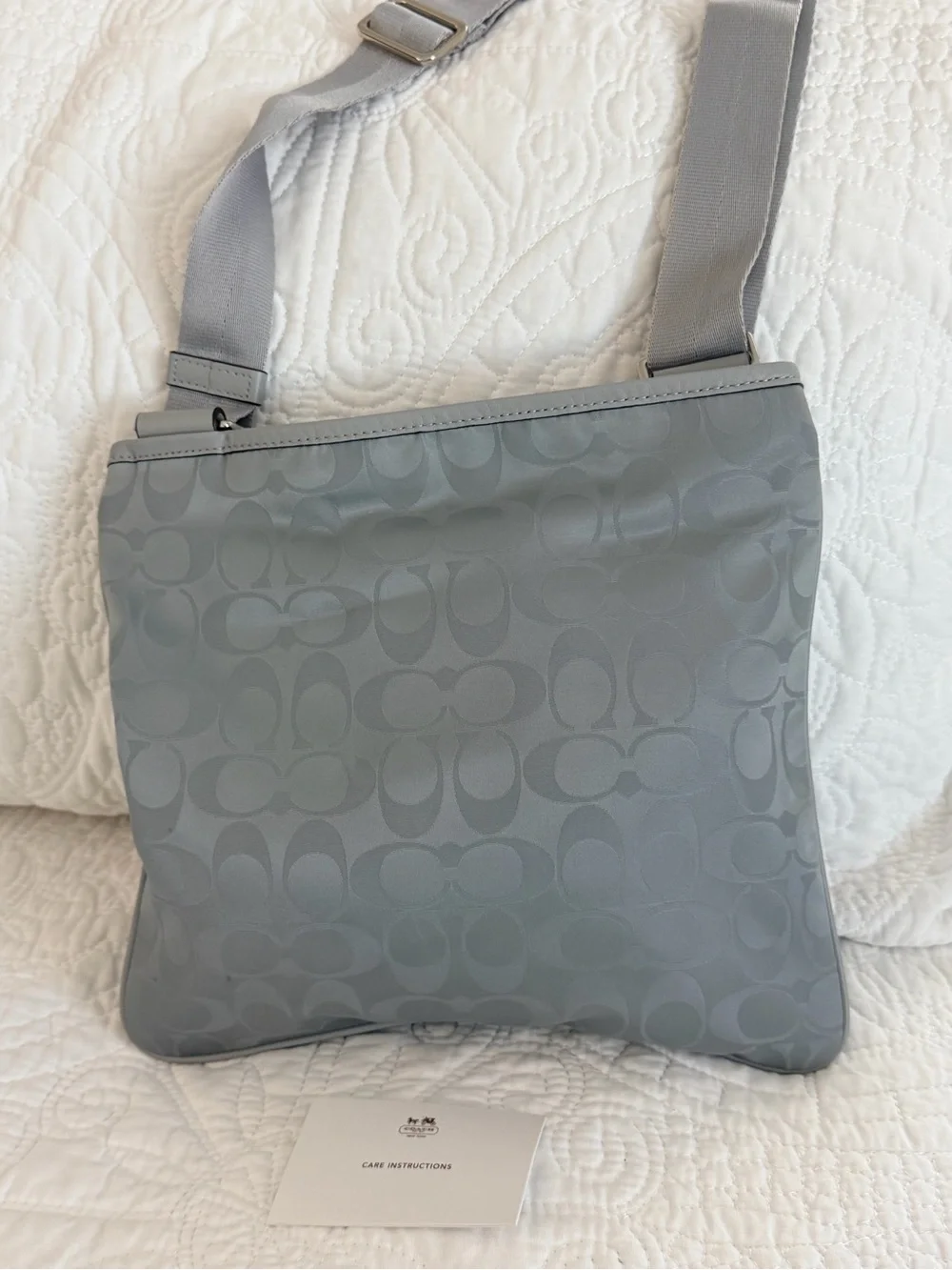 Coach Gray Signature Crossbody Bag with Adjustable Strap